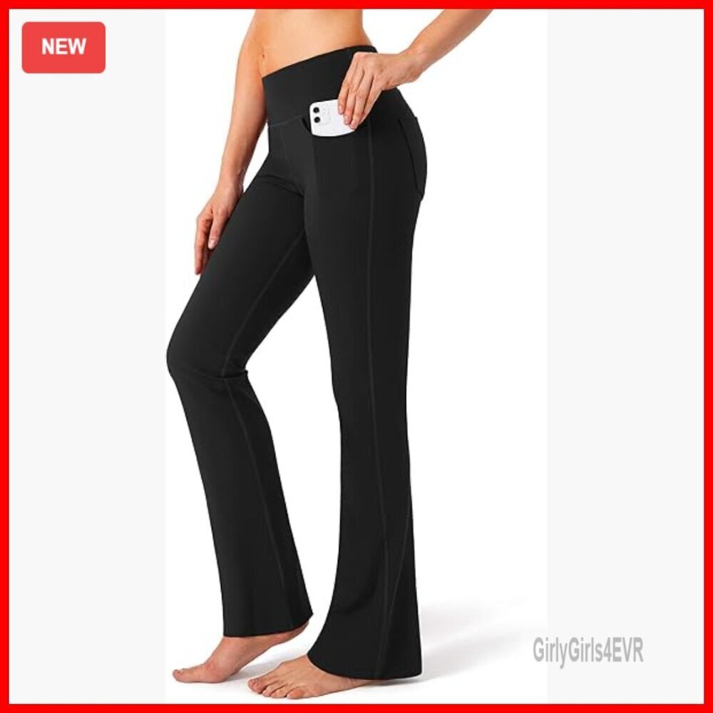 High Waist Bootcut Yoga Pants with Pockets DIY Length Flare Leggings